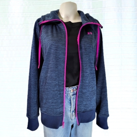 Under Armour ColdGear Jacket Full Zip in Heather Blue Size Medium - Picture 4 of 8